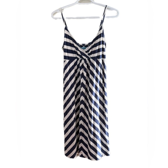 Striped Navy and White Women's Dress - Picture 1 of 4
